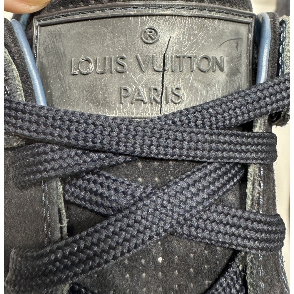 Louis Vuitton Navy Blue Suede Low Top Lace Up Men's Size 10 US / 9 UK Sneakers - Picture 3 of 9